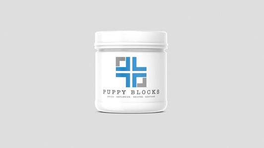 Puppy Blocks Amino Blend Dog Supplement. Front Container